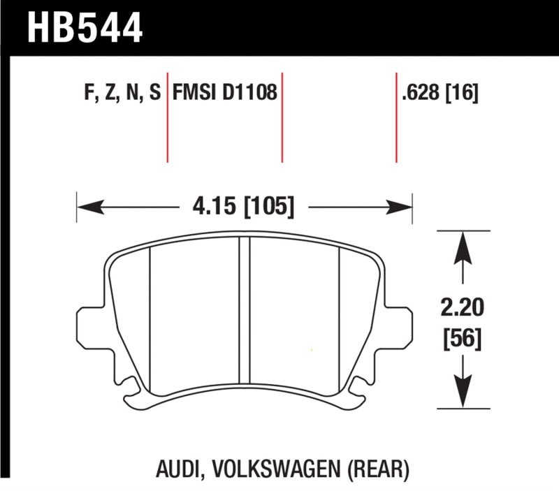 Hawk Performance HB544Z.628 Performance Ceramic Street Brake Pads
