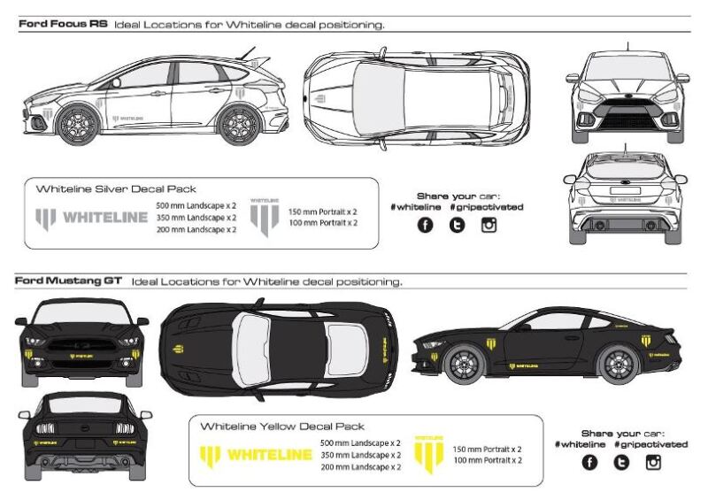 Whiteline KWM002 Decal Kits 10-Pack Black