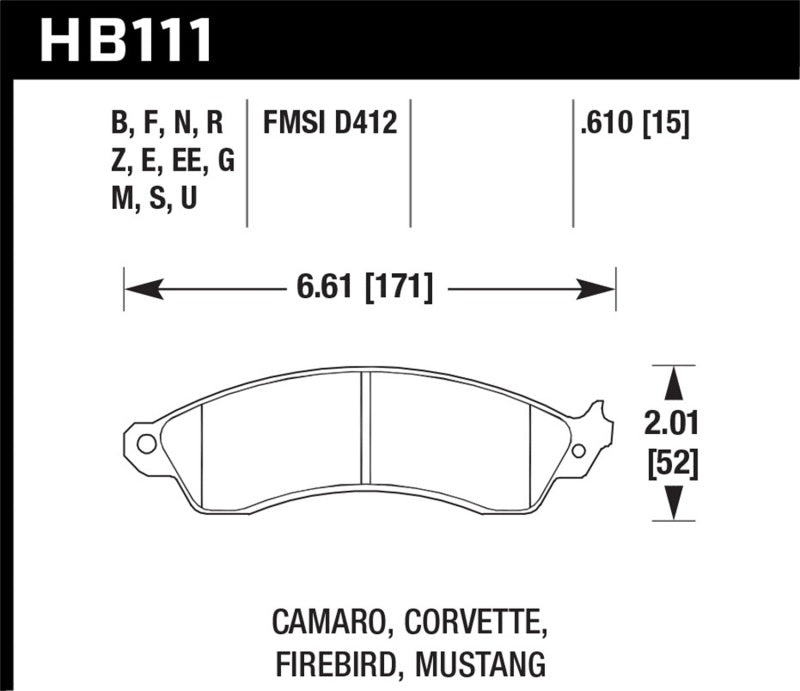 Hawk Performance HB111D.610 ER-1 Motorsport Brake Pads
