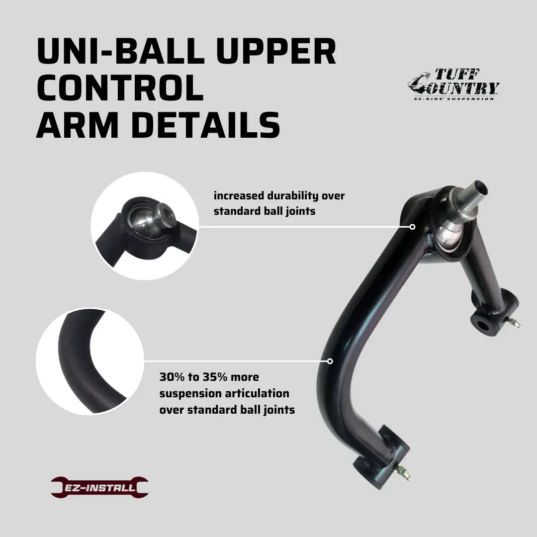 Tuff Country 10930 Uni-Ball Upper Arms for 2007-2018 Silverado 1500 (Cast Steel Factory Arms)