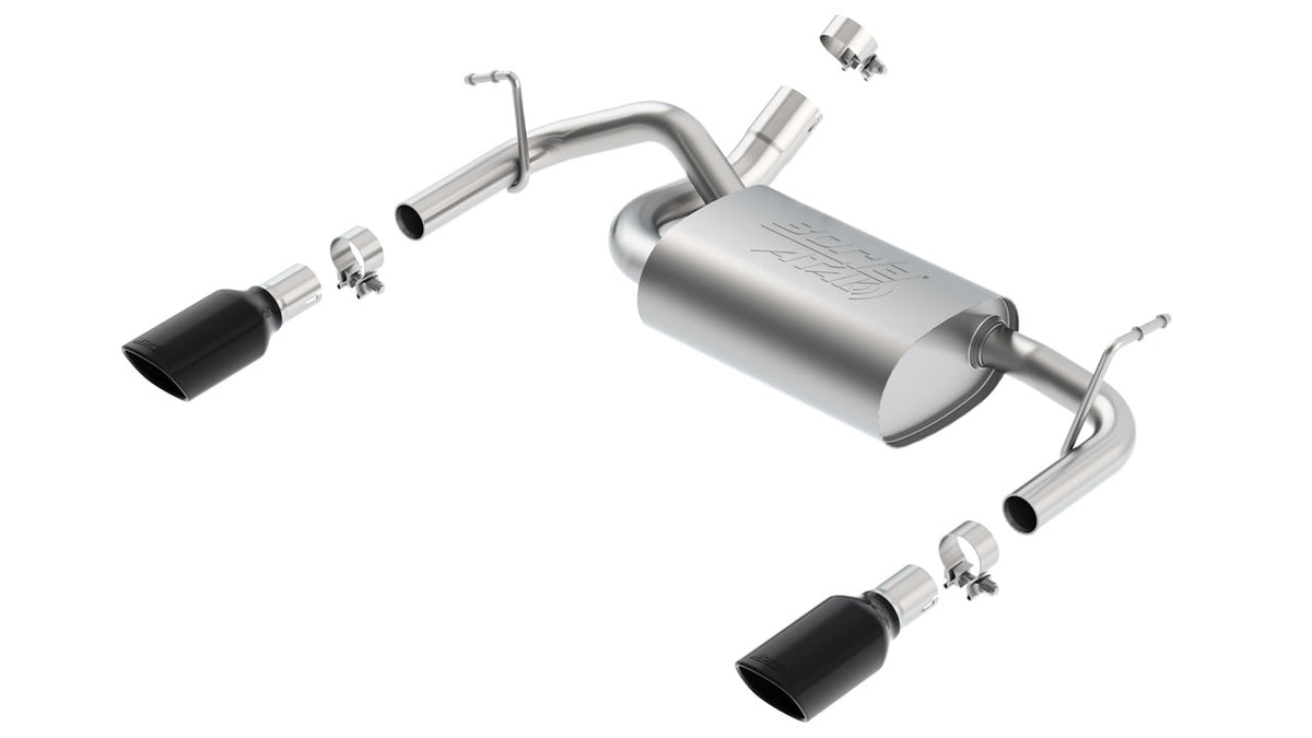 Borla 11860BC Axle-Back Exhaust System ATAK with Black Chrome Tips for 2012-2018 Jeep Wrangler