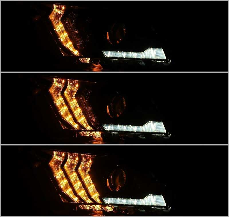 AlphaRex 880115 10-12 Ford Mustang LUXX LED Projector Headlights Plank Style Black with Activation Light/Sequential Signal