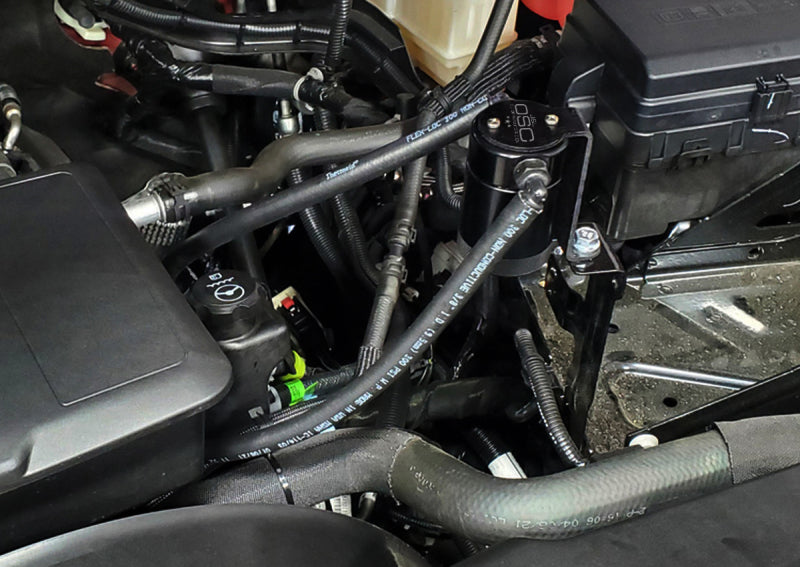 J&L 20-26 Chevy Silverado/GMC Sierra 2500/3500 6.6L Drivers Side Oil Separator 3.0 - Black Anodized - #3089D-B