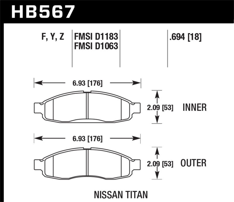 Hawk Performance HB567Y.694 LTS Light Truck and SUV Street Brake Pads