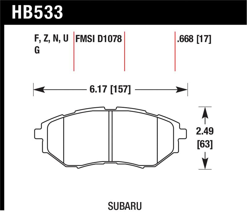 Hawk Performance HB533U.668 DTC-70 Motorsport Brake Pads