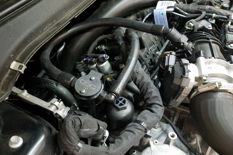 J&L 17-19 Ford Fusion Sport 2.7L Passenger Side Oil Separator 3.0 - Black Anodized - #3034P-B