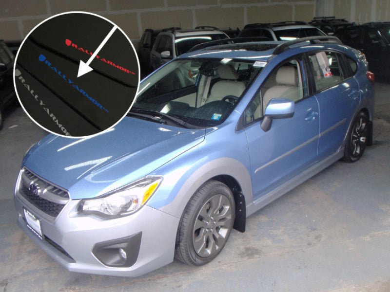 Rally Armor UR Mud Flaps - 2012-2016 Subaru Impreza - Black/Blue Logo - #MF22-UR-BLK/BL