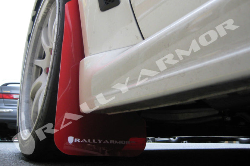 Rally Armor UR Mud Flaps - 2008-2017 Mitsubishi Lancer - Red/White Logo - #MF10-UR-RD/WH