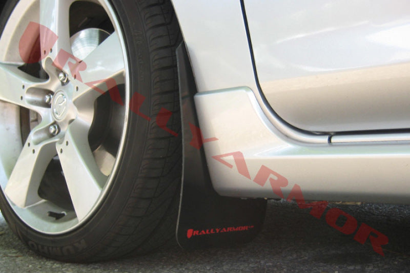 Rally Armor UR Mud Flaps - 2004-2009 Mazda 3 - Black/Red Logo - #MF9-UR-BLK/RD