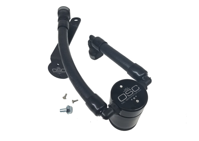 J&L 07-14 Ford Mustang GT500 Driver Side Oil Separator 3.0 - Black Anodized - #3012D-B