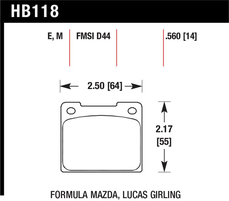 Hawk Performance HB118M.560 Black Motorsport Brake Pads