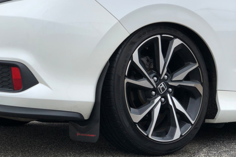 Rally Armor UR Mud Flaps - 2016-2020 Honda Civic - Black/White Logo - #MF50-UR-BLK/WH
