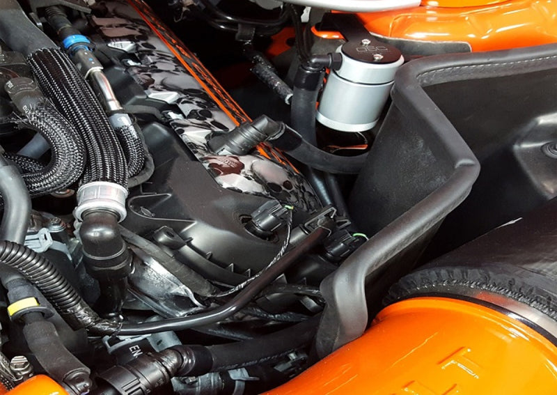 J&L 2011-2017 Ford Mustang GT Driver Side Oil Separator 3.0 - Clear Anodized - #3011D-C