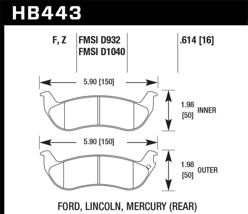 Hawk Performance HB443W.614 DTC-30 Motorsport Brake Pads