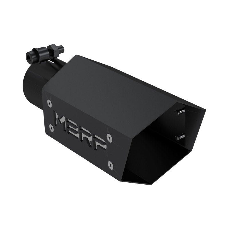 MBRP T5173BLK Universal 4in Hex Tip 2.5in Inlet 10in Length w/ Logo - Black Coated - #T5173BLK