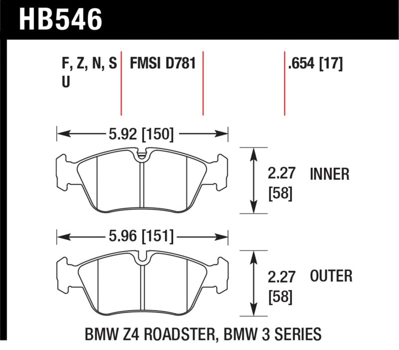 Hawk Performance HB546B.654 HPS 5.0 Street Brake Pads