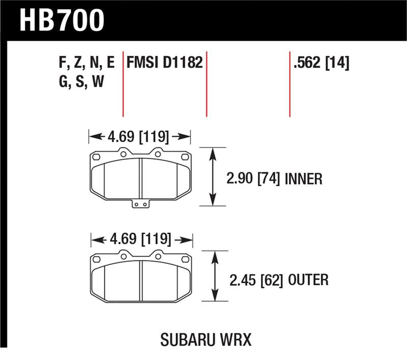 Hawk Performance HB700Z.562 Performance Ceramic Street Brake Pads