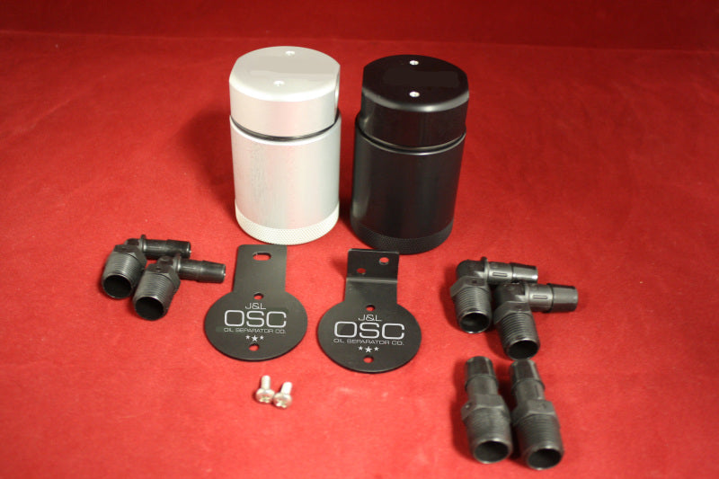 J&L Oil Separator 3.0 Base Kit (Incl 2 Brackets & 6 Fittings) - Black Anodized - #3001-B