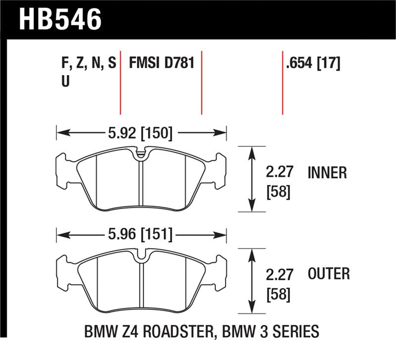 Hawk Performance HB546U.654 DTC-70 Motorsport Brake Pads