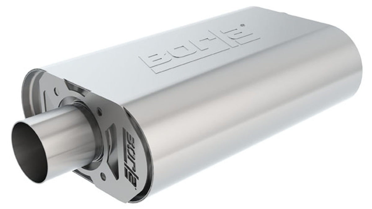 Borla 400849 CrateMuffler S-Type Oval Muffler 2.25 in Offset / Center (14 x 4.35 x 9 in) for Small Block Chevrolet 283/327/350