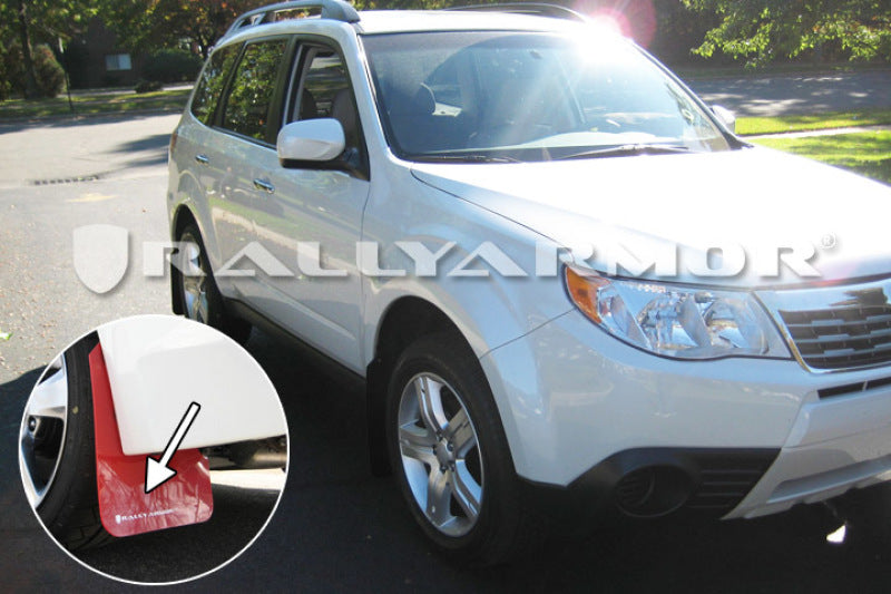Rally Armor UR Mud Flaps - 2009-2013 Subaru Forester - Red/White Logo - #MF11-UR-RD/WH