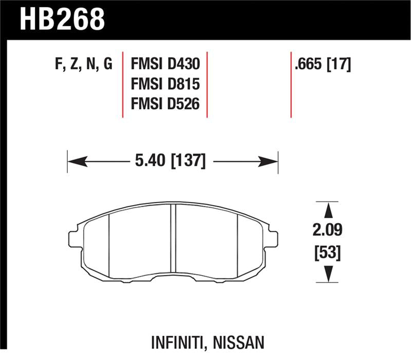 Hawk Performance HB268Z.665 Performance Ceramic Street Brake Pads