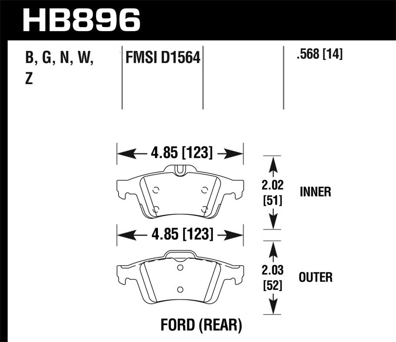 Hawk Performance HB896Z.568 Performance Ceramic Street Brake Pads