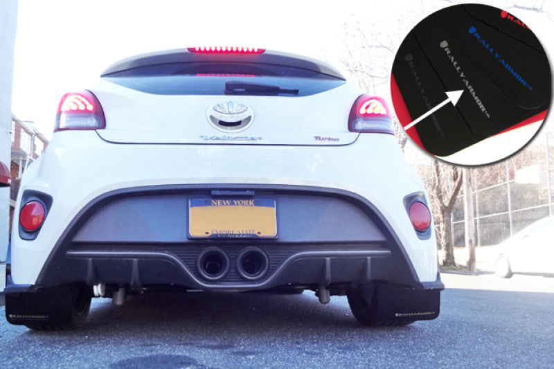 Rally Armor UR Mud Flaps - 2012-2017 Hyundai Veloster - Black/Silver Logo - #MF24-UR-BLK/SIL