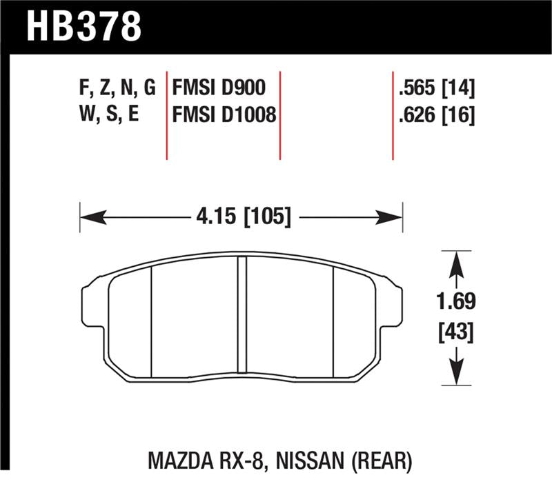 Hawk Performance HB378E.565 Blue 9012 Motorsport Brake Pads