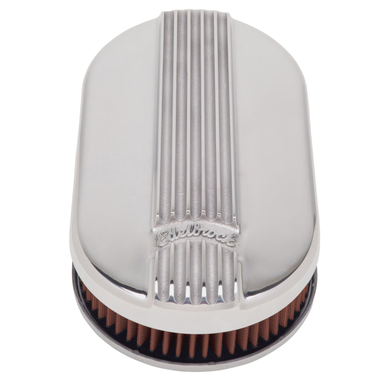Edelbrock 4115 Air Cleaner Classic Series Oval Aluminum Top Cloth Element 17.5 in x 9.35 in x 3.9