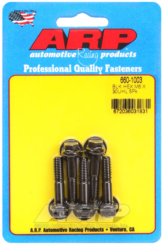 ARP 660-1003 M6 x 1.00 x 30mm Hex Black Oxide Bolts