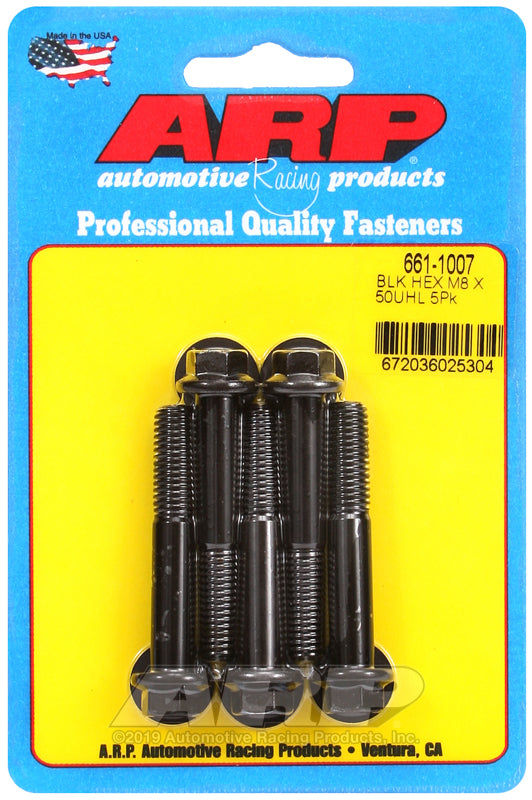 ARP 661-1007 M8 x 1.25 x 50mm Hex Black Oxide Bolts (5/pkg)