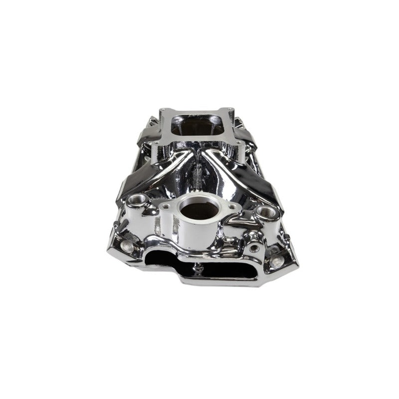 Edelbrock 2975-CP Chevrolet Small Block Victor Jr. 23 Degree Intake Manifold - Chrome Plasma Finish