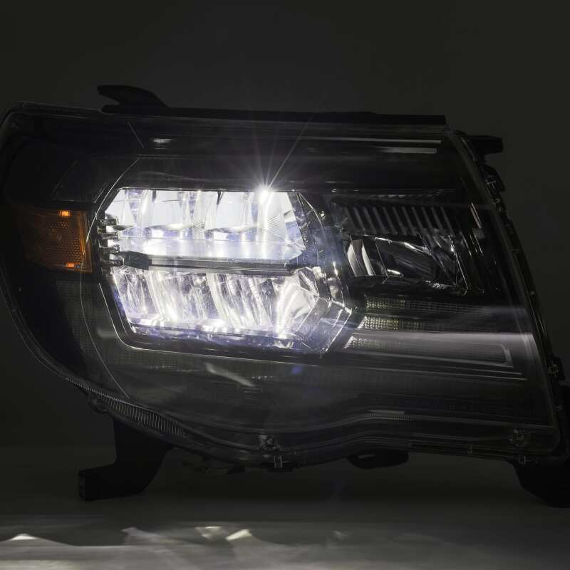 AlphaRex 880735 05-11 Toyota Tacoma LUXX Crystal Headlights Plank Style Design Black with Activation Light/DRL