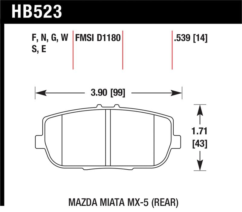 Hawk Performance HB523W.539 DTC-30 Motorsport Brake Pads