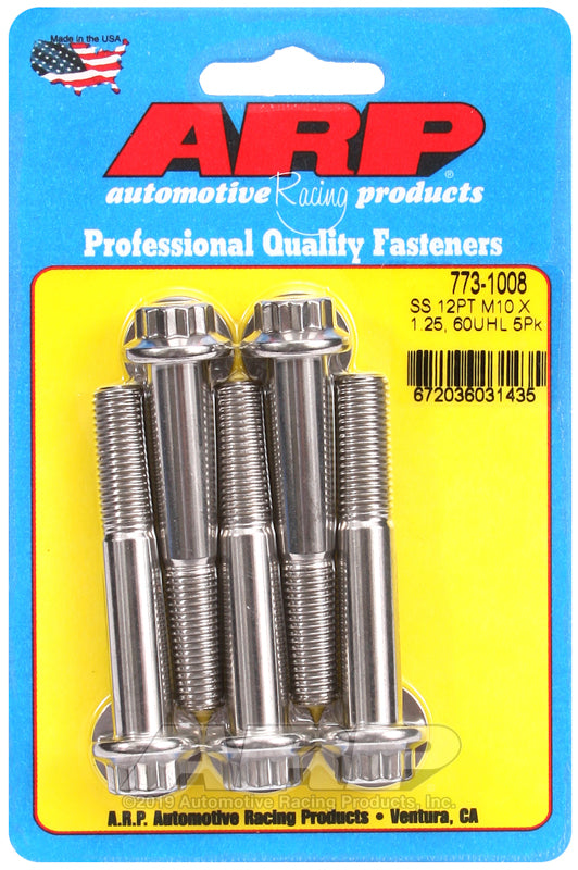 ARP 773-1008 M10 x 1.25 x 60mm 12pt SS Bolts (5/pkg)