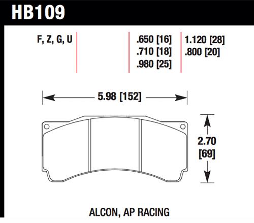 Hawk Performance HB109U.980 DTC-70 Motorsport Brake Pads
