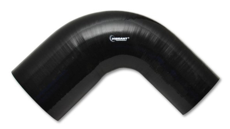 Vibrant 3in ID x 3.5in ID x 4in Long Gloss Black Silicone 90 Degree Transition