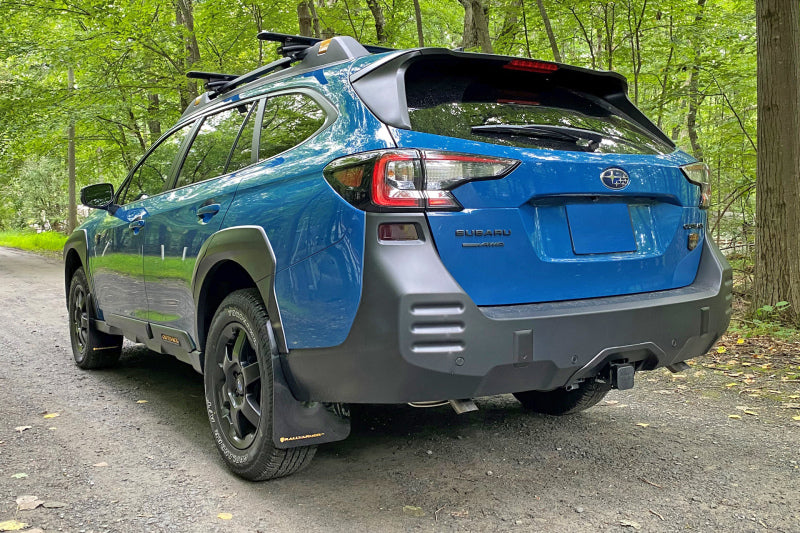 Rally Armor UR Mud Flaps - 2022-2025 Subaru Outback - Black/Orange Logo - #MF76-UR-BLK/WOR