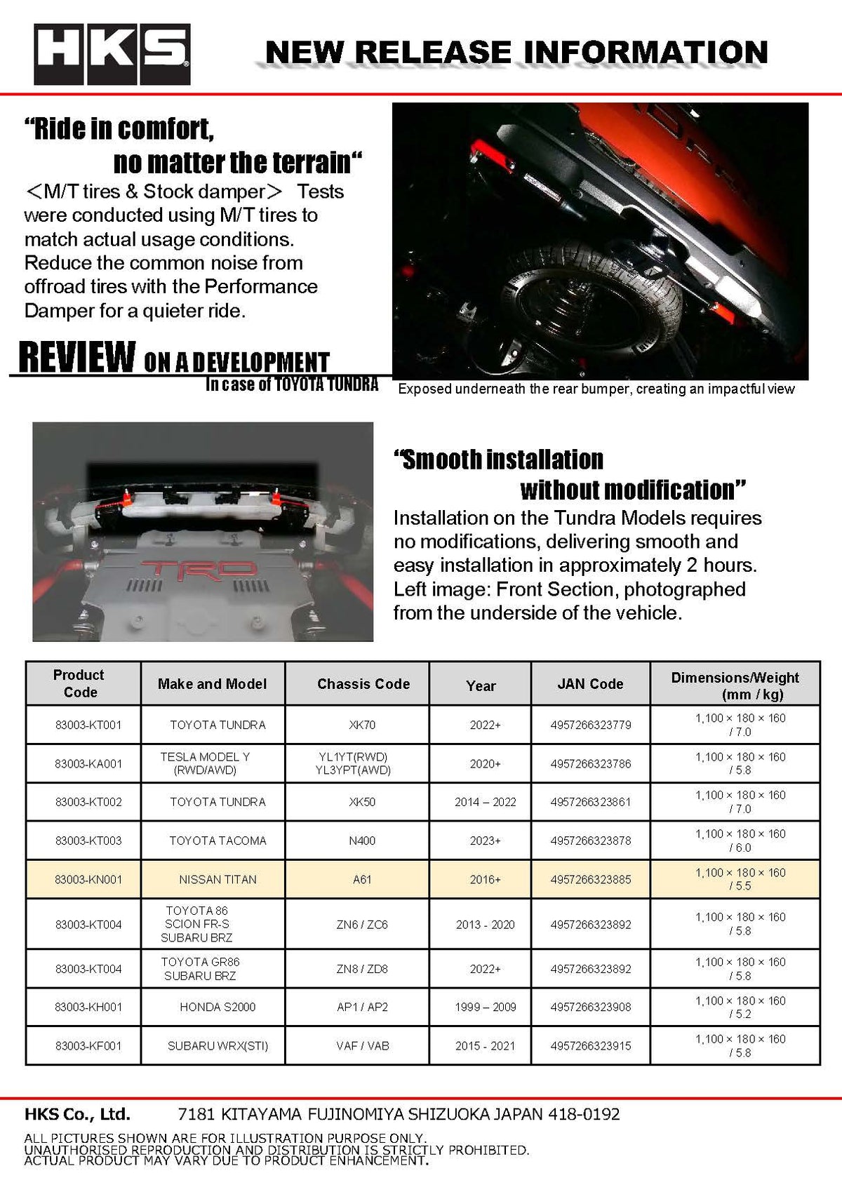 HKS Performance Damper for 2016+ Titan