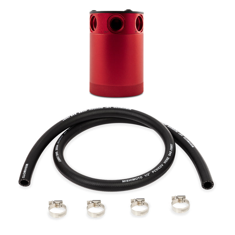 Mishimoto Compact Baffled Oil Catch Can 3-Port - Red - #MMBCC-CBTHR-RD