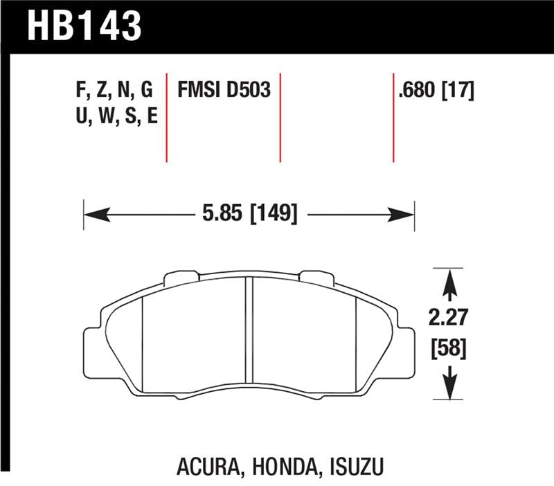 Hawk Performance HB143E.680 Blue 9012 Motorsport Brake Pads