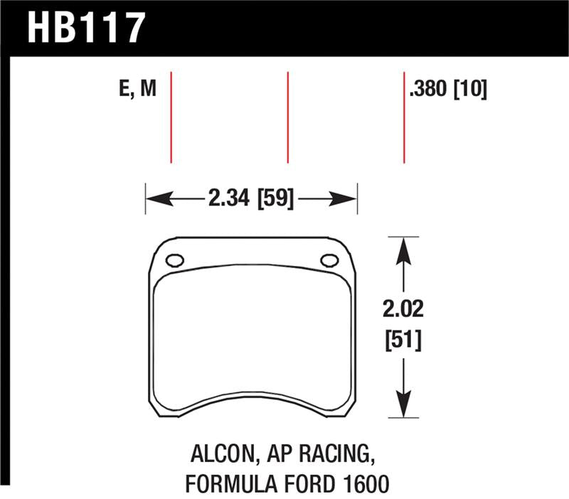 Hawk Performance HB117M.380 Black Motorsport Brake Pads