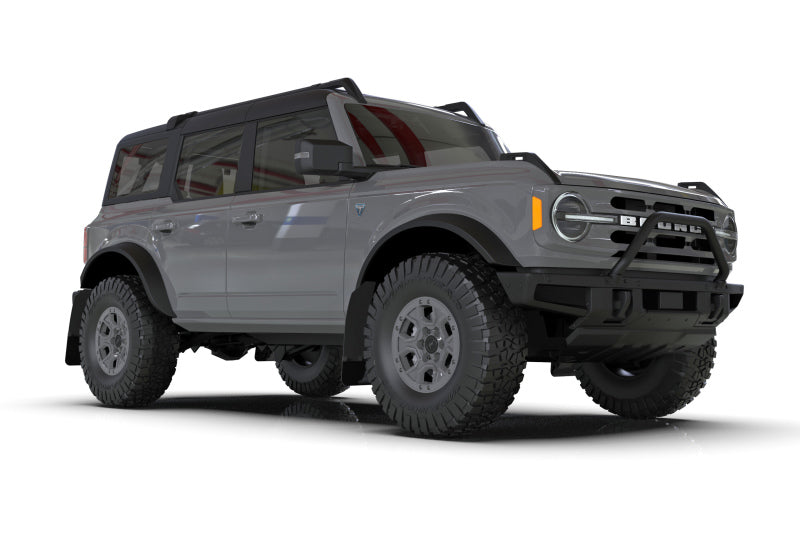 Rally Armor Mud Flaps - 2021-2025 Ford Bronco - RAL Hybrid Blk Flap/Blue - #MF85-RB-PL-ABL