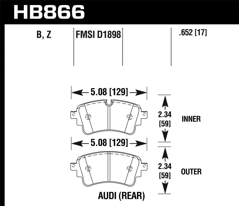 Hawk Performance HB866Z.652 Performance Ceramic Street Brake Pads