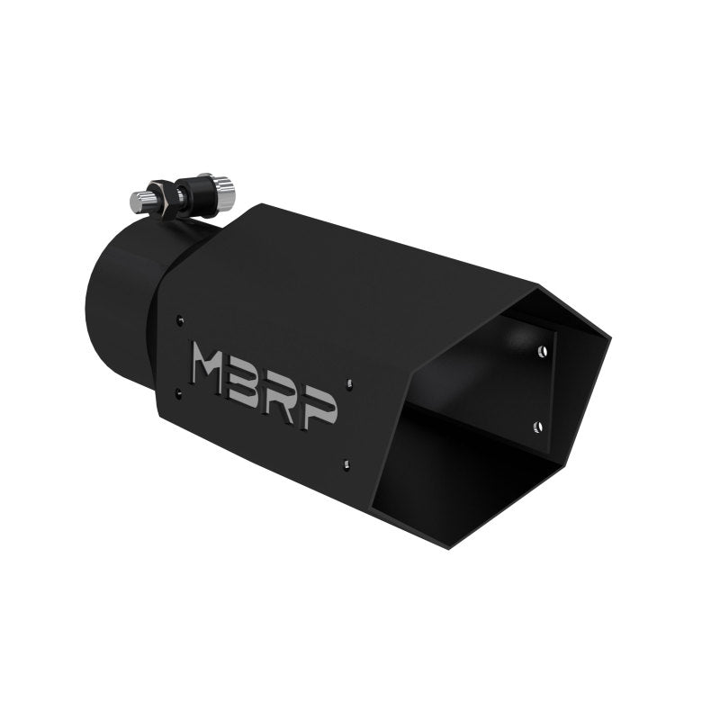 MBRP T5169BLK Universal 4in Hex Tip 3in Inlet 10in Length w/ Logo - Black Coated - #T5169BLK