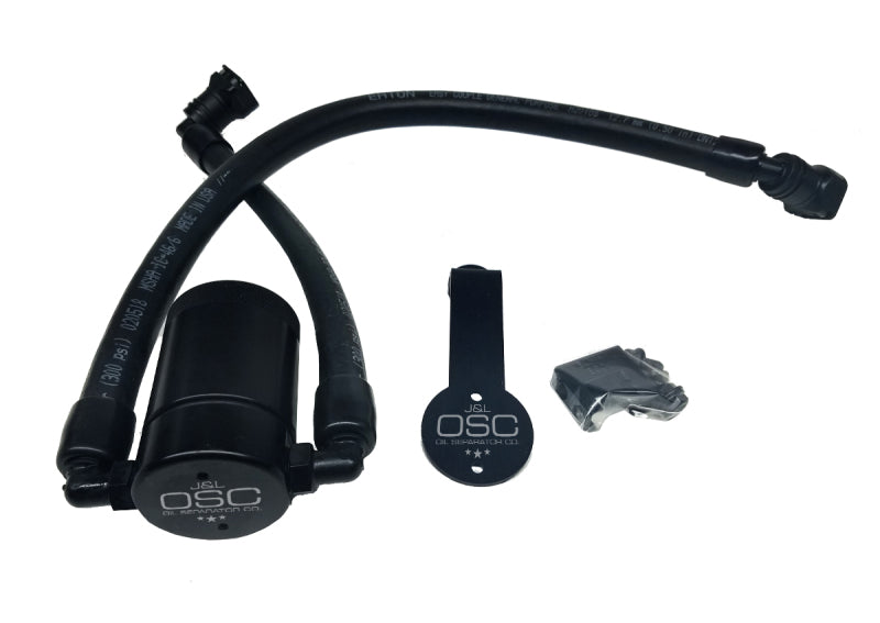 J&L 2011-2017 Ford Mustang GT Driver Side Oil Separator 3.0 - Black Anodized - #3011D-B