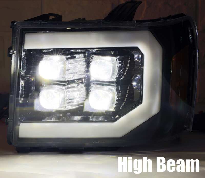 AlphaRex 880609 07-13 GMC 1500 HD NOVA LED Projector Headlight Plank Style Gloss Black w/Activation Light/Sequential Signal/DRL
