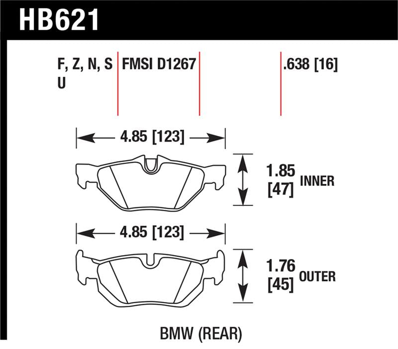 Hawk Performance HB621F.638 HPS Performance Street Brake Pads