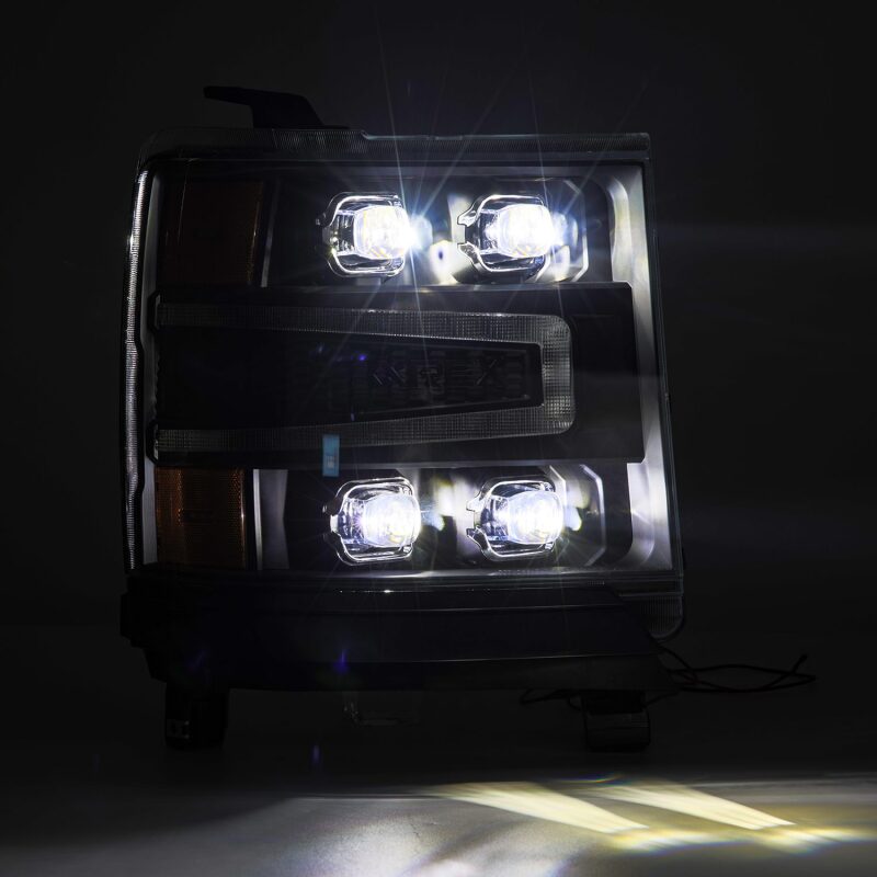 AlphaRex 880237 16-18 Chevrolet 1500 HD NOVA-Series LED Projector Headlights BK with Activation Light/Sequential Signal & DRL (Req 810023)